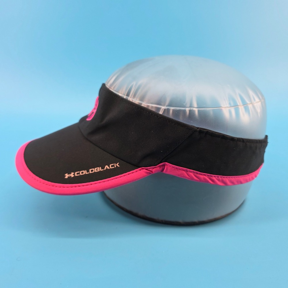 Under Armour Coldblack Womens Visor Black‎ Pink Adjustable Running Golf Hat OSFA - Picture 2 of 9